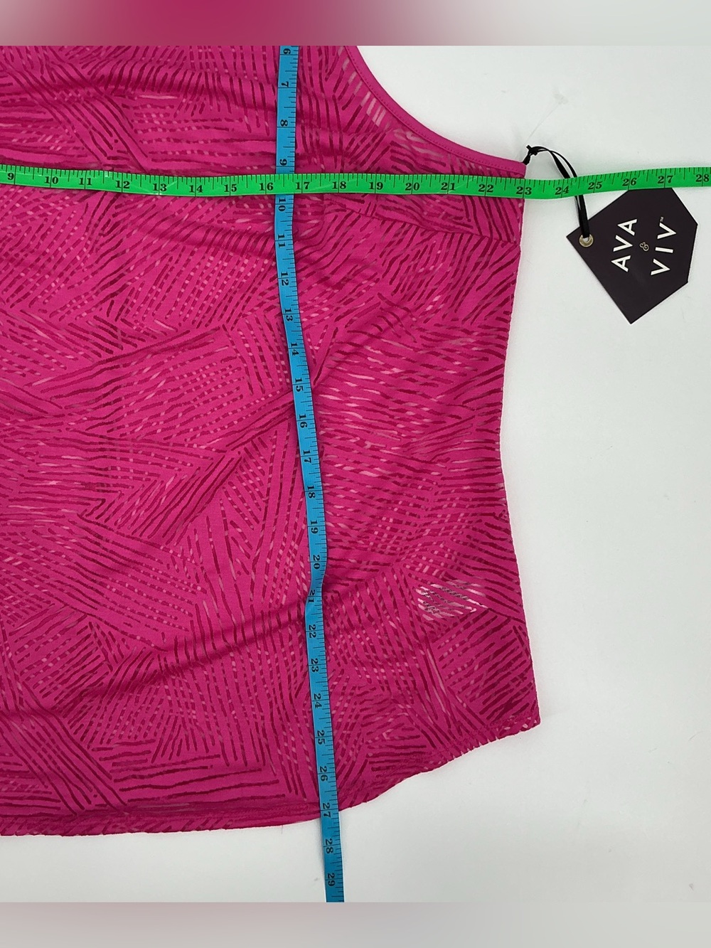 Ava & Viv Hot Pink Geometric Sleeveless Swimsuit Cover-up Tank Top NWT - Picture 7 of 8